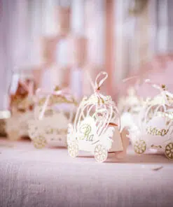 Contenants carrosse Rose et paillettes Or 79692