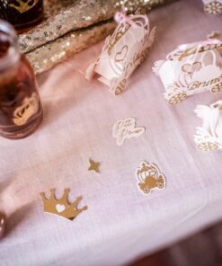 Confettis princesse rose, or et paillettes or 79697