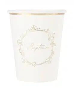 Gobelet "Baptême" Crème et or - Lot de 8