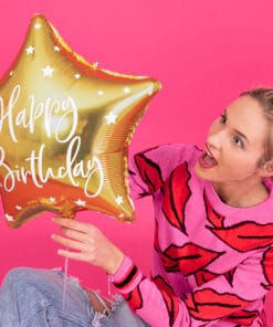 ballon anniversaire etoile or happy birthday