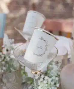 Gobelet bapteme creme et or