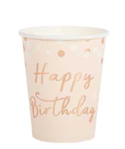 Gobelet happy birtday rose et or