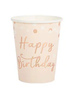 Gobelet happy birtday rose et or