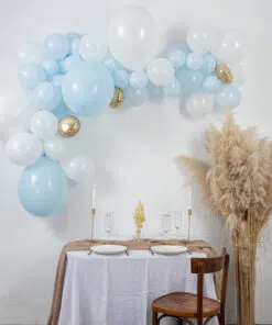 Kit Arche Ballon Bleu ciel et or et Blanc 91503