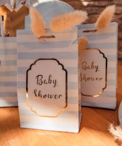 Pochette Baby Shower Bleu et Or 77504