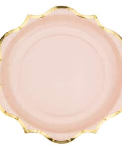 assiette rose poudré or 79504