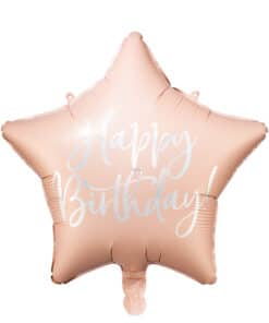 ballon anniversaire etoile rose poudré happy birthday