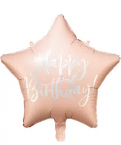ballon anniversaire etoile rose poudré happy birthday