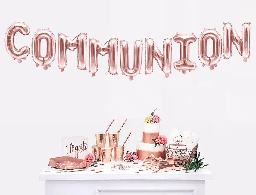 communion rose gold ballon lettre
