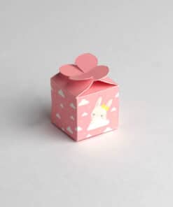 contenant à dragée lapin carré rose