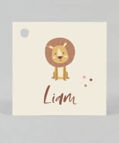 Étiquette à dragées - Carré - Lion