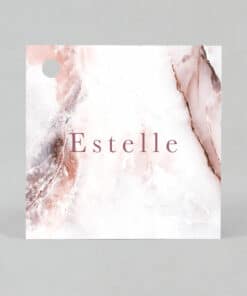 Étiquette à dragées - Carré - Marbré Rose