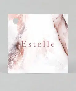 Étiquette à dragées - Carré - Marbré Rose