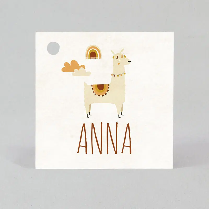 Étiquette à dragées - Carré - Lama