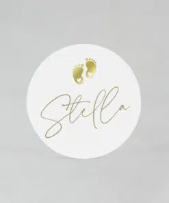 Étiquette autocollante Blanc Petit pied Or