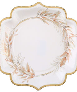 Assiette motif feuillage
