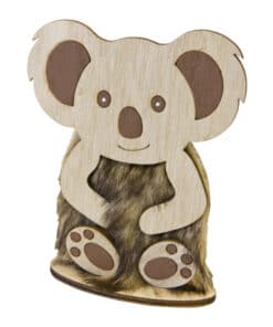 Centre de table Koala en bois et fourrure