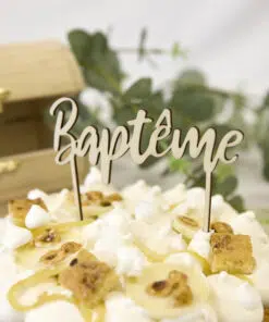 Décor de gâteau "Baptême"