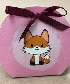 Contenant à dragée Renard Rose arrondi - S1957.11