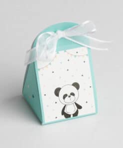 Contenant à dragée Panda Vert d'eau
