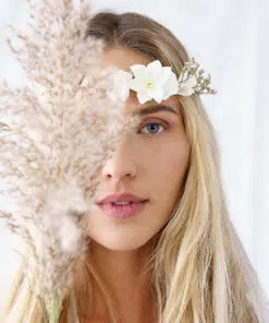 accessoire couronne fleuri cheveux blanc