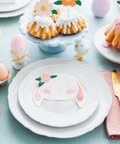 decoration paques bapteme serviette lapin