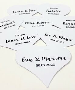 Etiquette à dragées cœur blanc