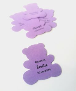 Etiquette dragées ourson violet