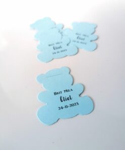 Etiquette dragées ourson bleu ciel
