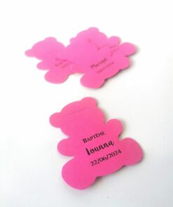 Etiquette dragées ourson fuchsia