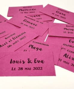 Etiquette à dragées rectangle fuchsia