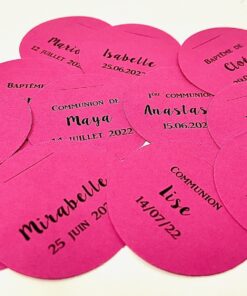 Etiquette à dragées ronde fuchsia