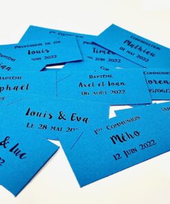 Etiquette à dragées rectangle turquoise