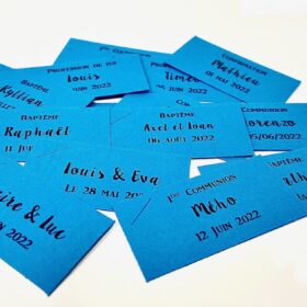 Etiquette à dragées rectangle turquoise