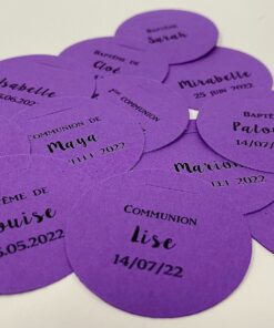 Etiquette à dragées ronde violet