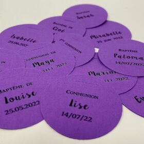 Etiquette à dragées ronde violet