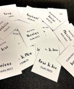 Etiquette à dragées carrée blanche