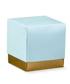 Boite à dragées bleu et or