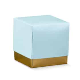 Boite à dragées bleu et or