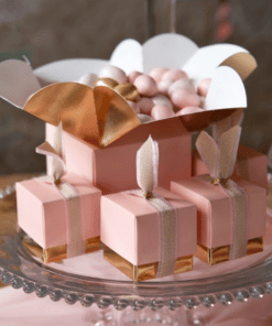 Alternative view of Contenant Dragées - Cube rose et or -  PM - Lot de 10