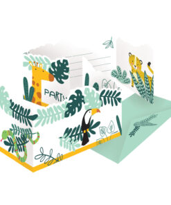 Cartes invitation anniversaire et enveloppes déco jungle