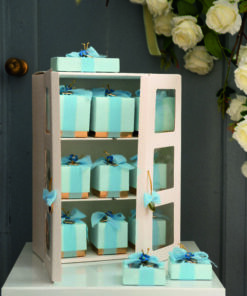 Boite a dragees bleu et or