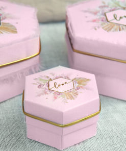 Boite a dragees rose poudrée mariage