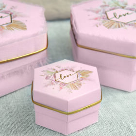 Boite a dragees rose poudrée mariage