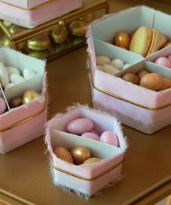 Boite a dragees rose poudrée mariage