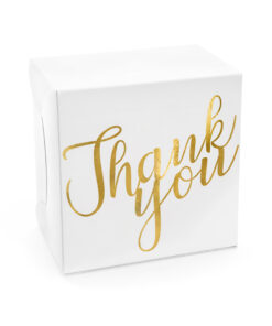 Boite a gateaux blanc et or merci thank you