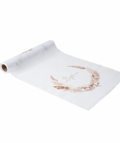 Chemin de table Baptême tissu blanc et pampas