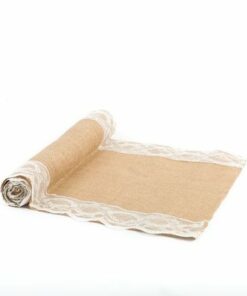 Chemin de table jute bordee dentelle