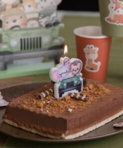 decoration gateau safari explorateur jungle bougie