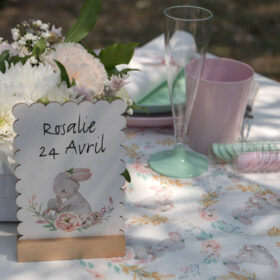 marque table lapin et fleur